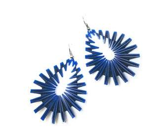 Blue on Black Drop Earrings | Contemporary Designer Jewellery