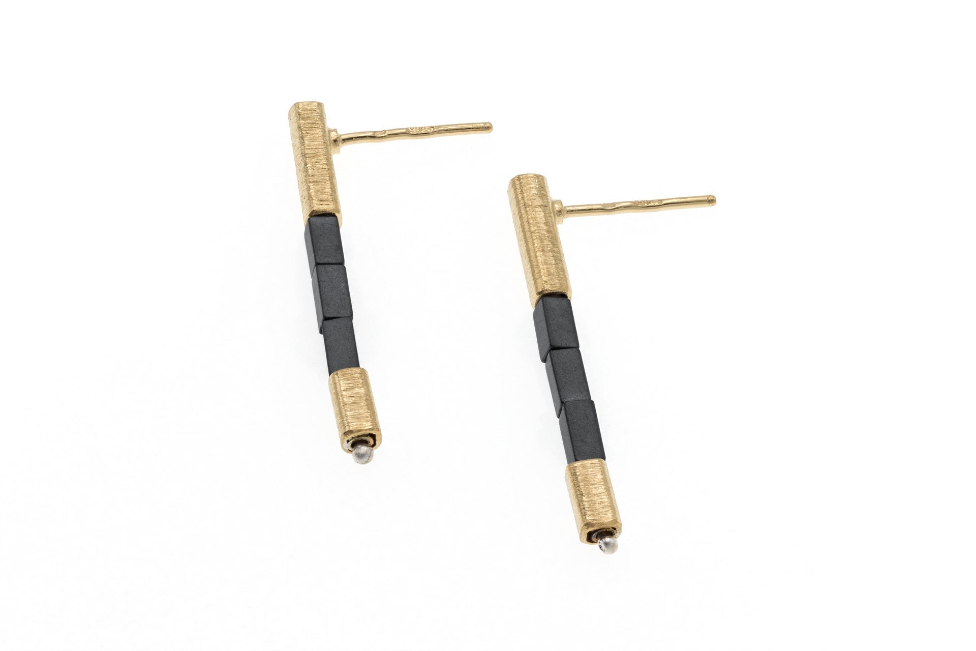 Gold & Black Hematite Earrings | Contemporary Designer Jewellery