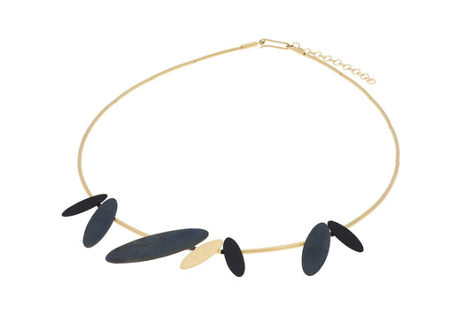 Gold, Green and Black Circle Necklace | Contemporary Designer Jewellery