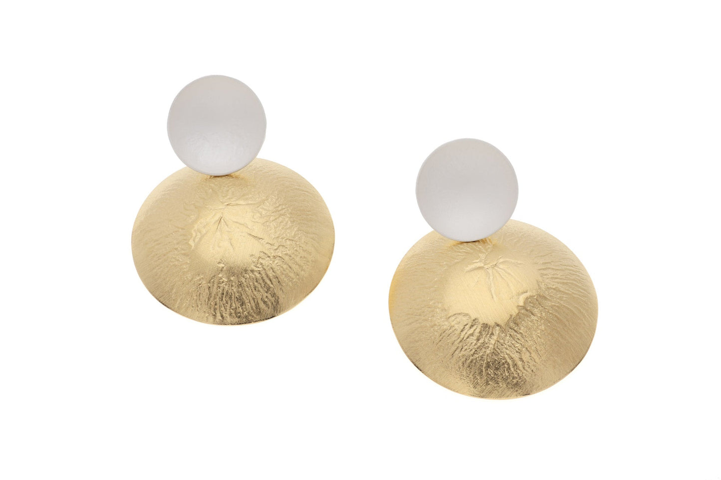 Gold Hammered Disc Earrings | Contemporary Designer Jewellery