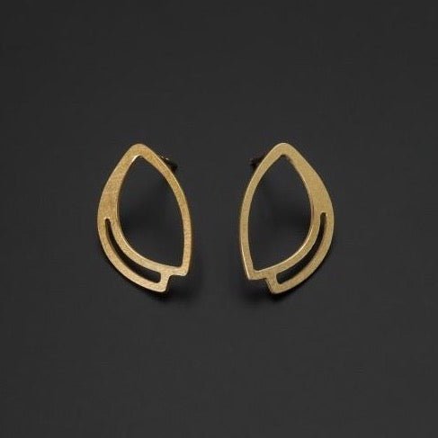 Gold Open Leaf Studs | Contemporary Designer Jewellery