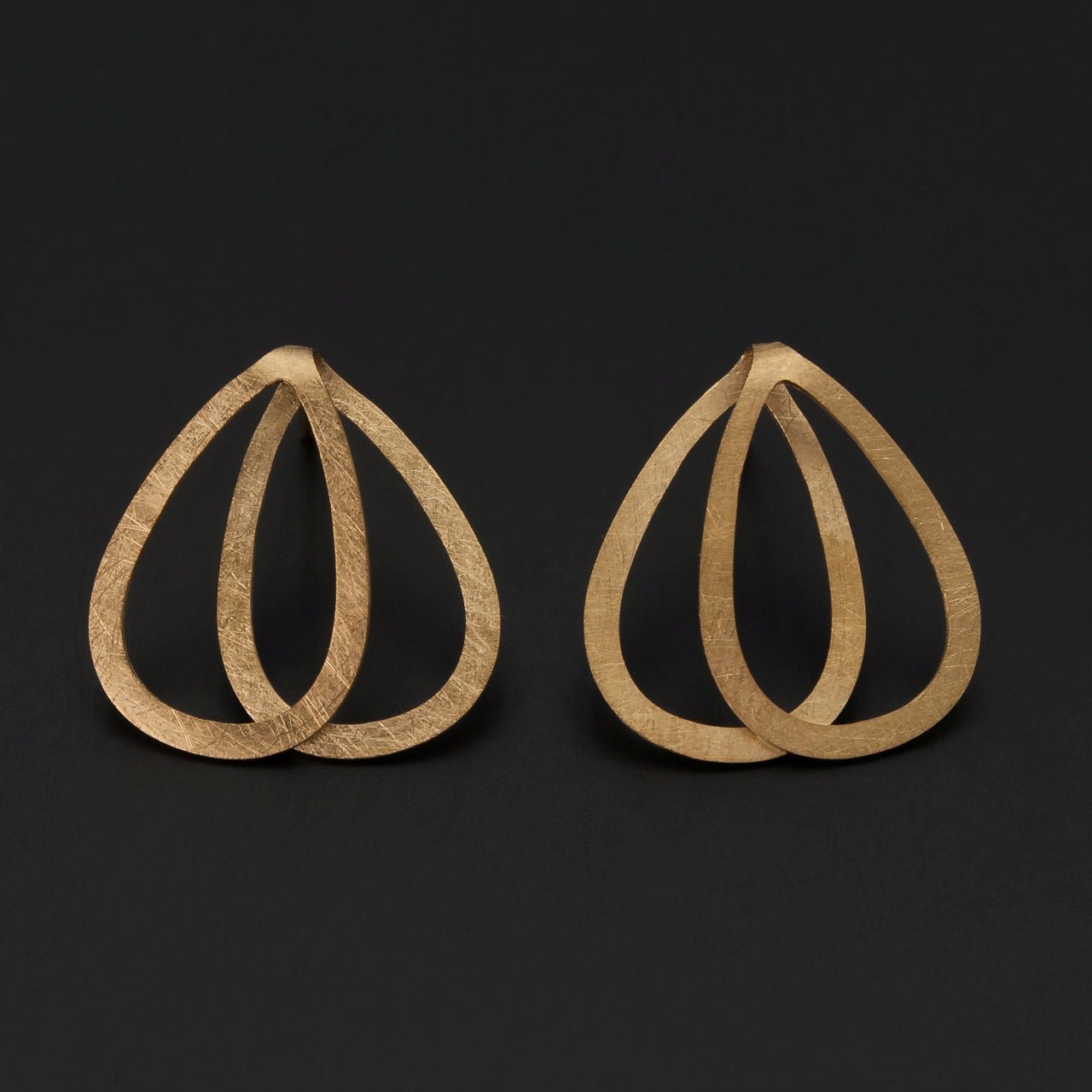 Gold Plated Double Teardrop Earrings | Contemporary Designer Jewellery