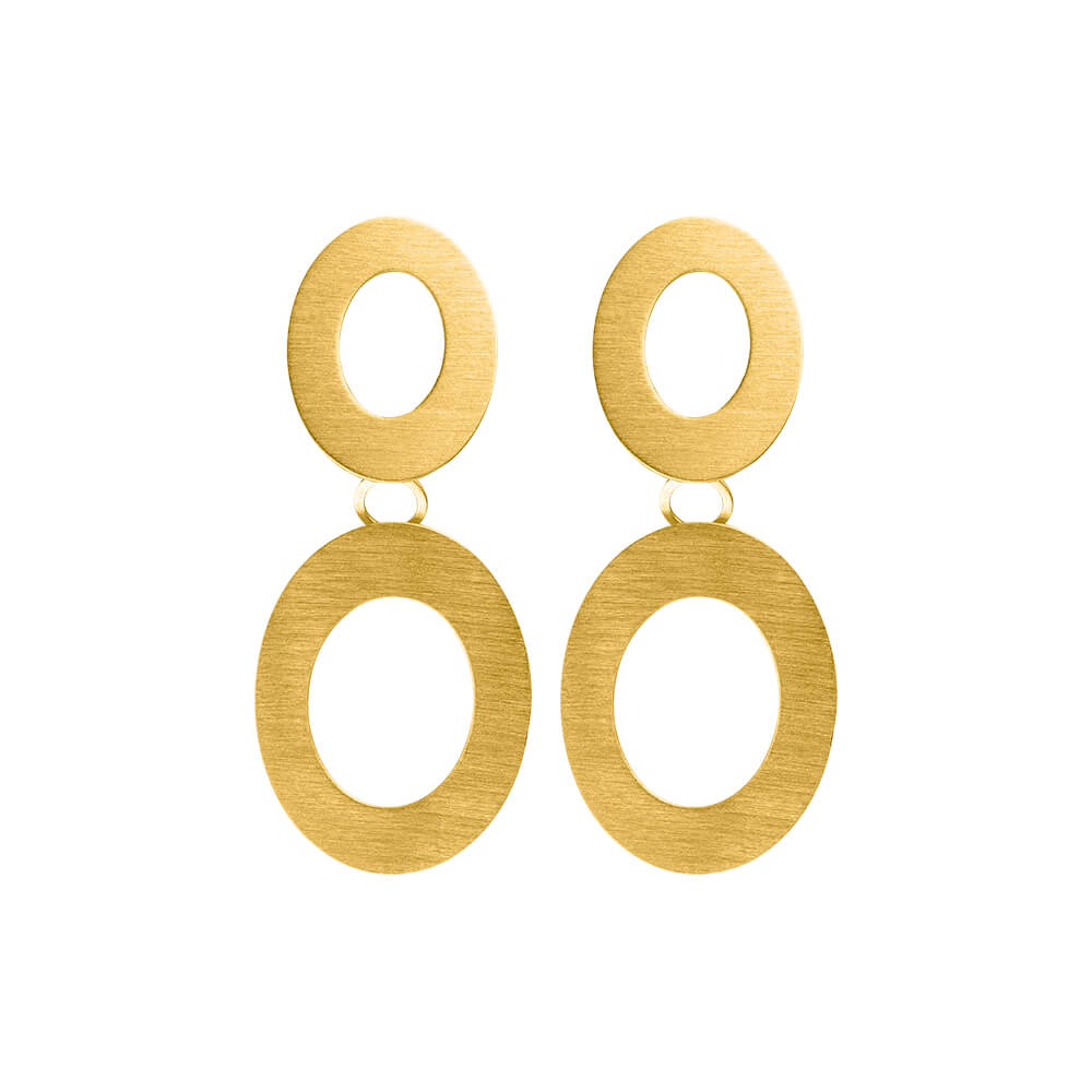 Gold Plated Oval Clip-On Earrings | Contemporary Designer Jewellery