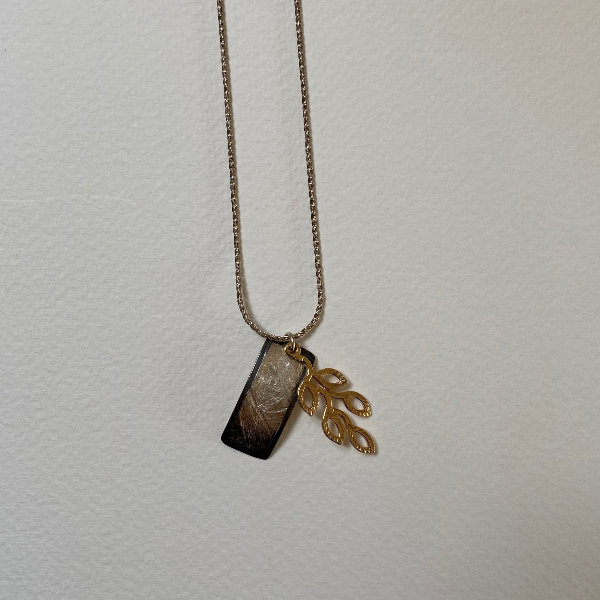 Gold & Silver Leaf Bar Necklace | Contemporary Designer Jewellery