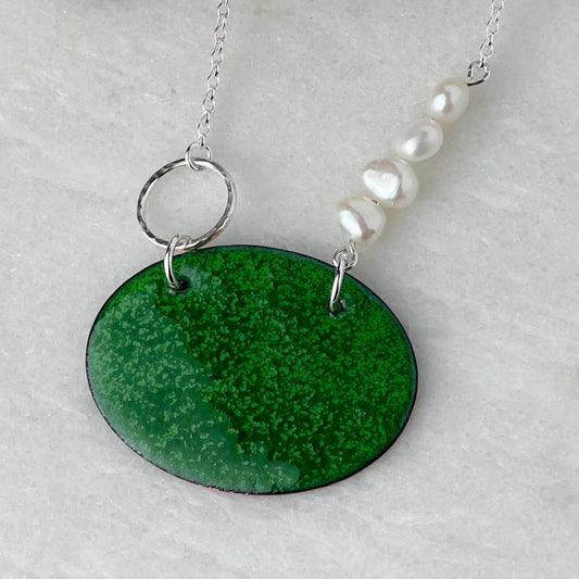 Grass Green Oval Necklace | Contemporary Designer Jewellery