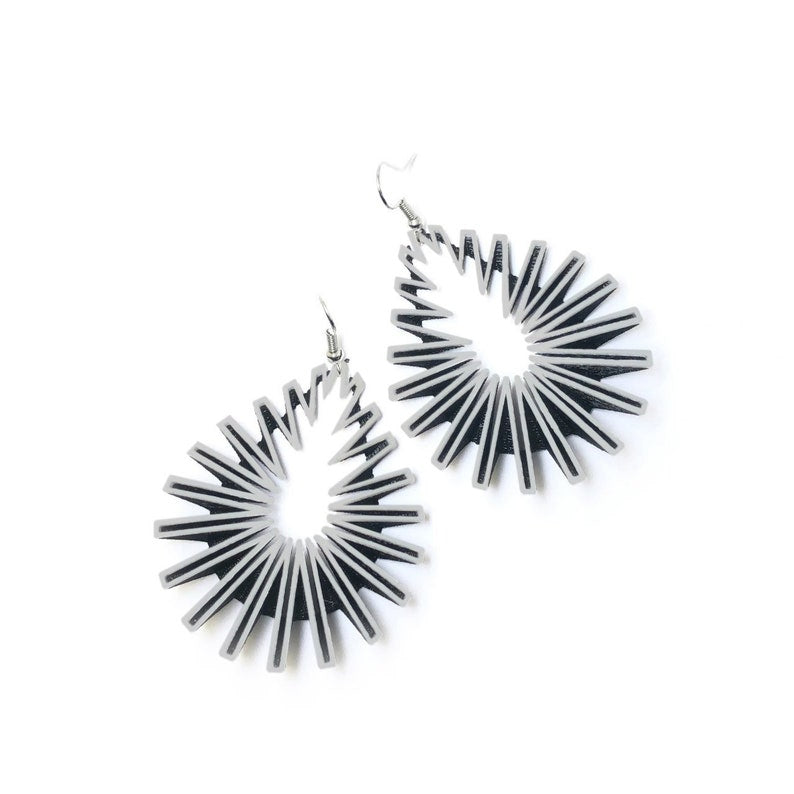 Grey On Black Drop Earrings | Contemporary Designer Jewellery