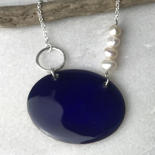 Mediterranean Blue Oval Necklace | Contemporary Designer Jewellery