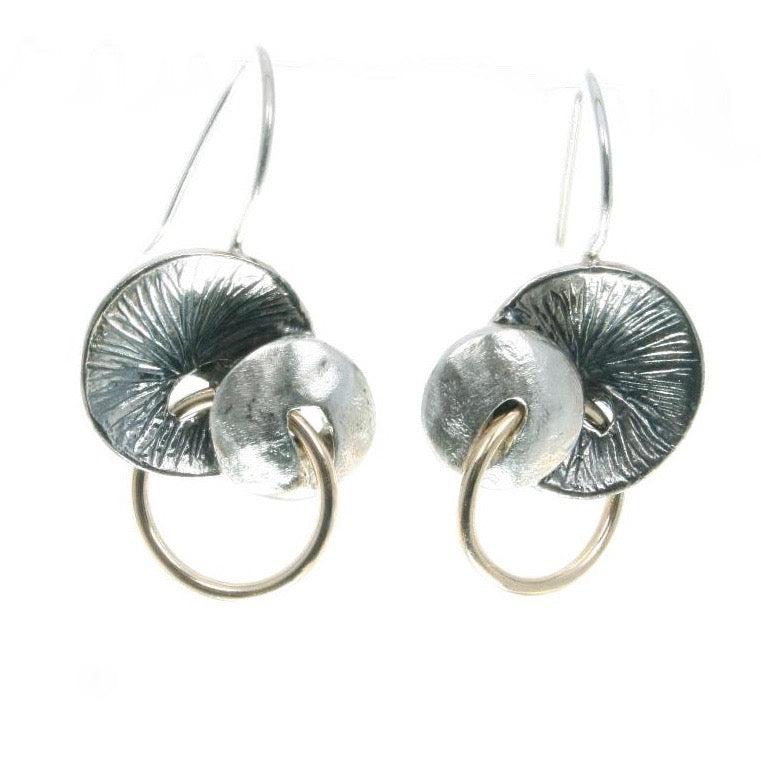 Mixed Metals Disc Earrings | Contemporary Designer Jewellery