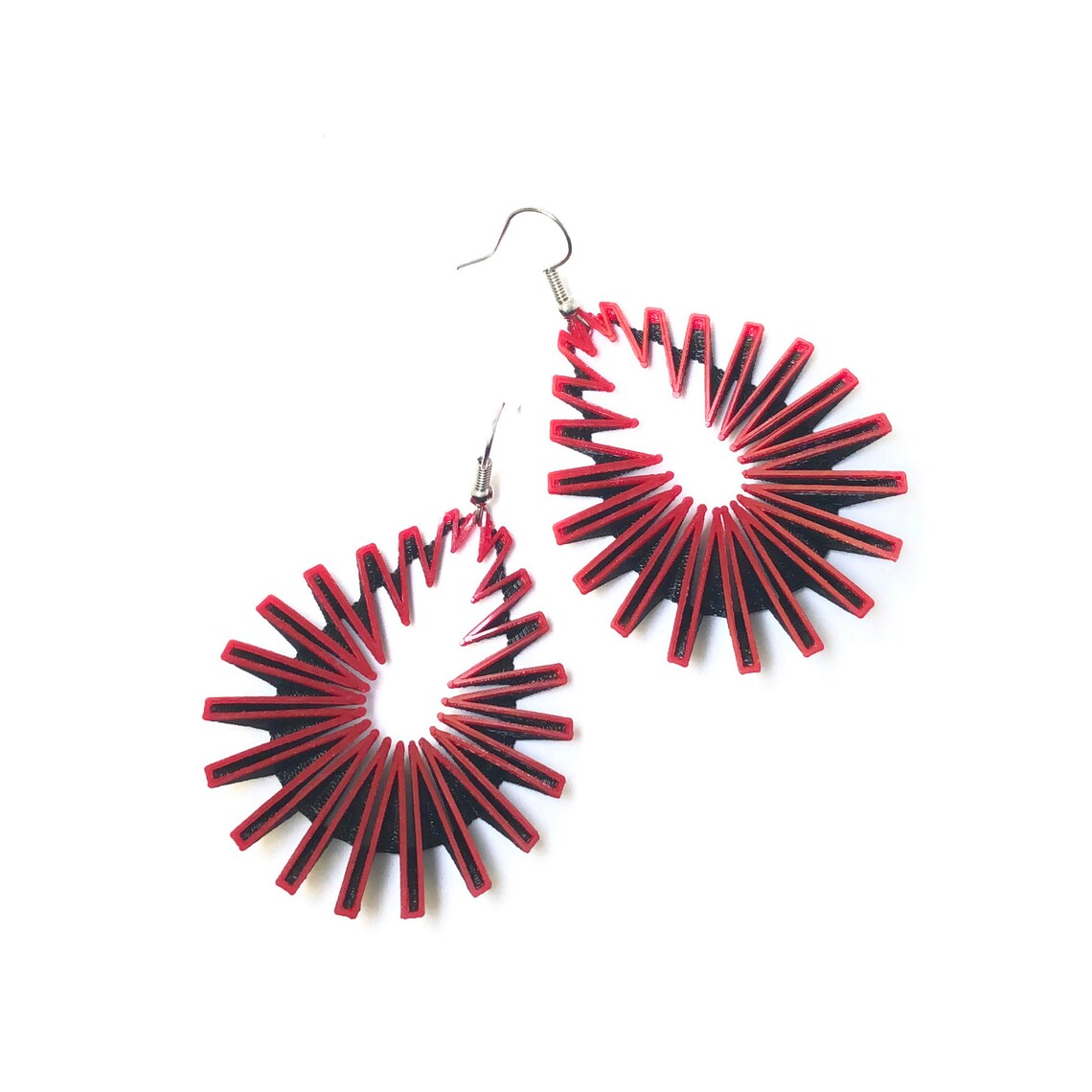 Red on Black Drop Earrings | Contemporary Designer Jewellery