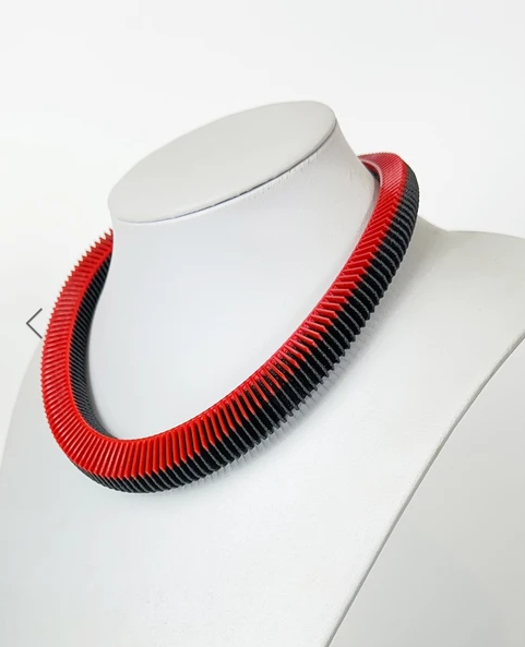 Red on Black Helix 18 Necklace | Contemporary Designer Jewellery