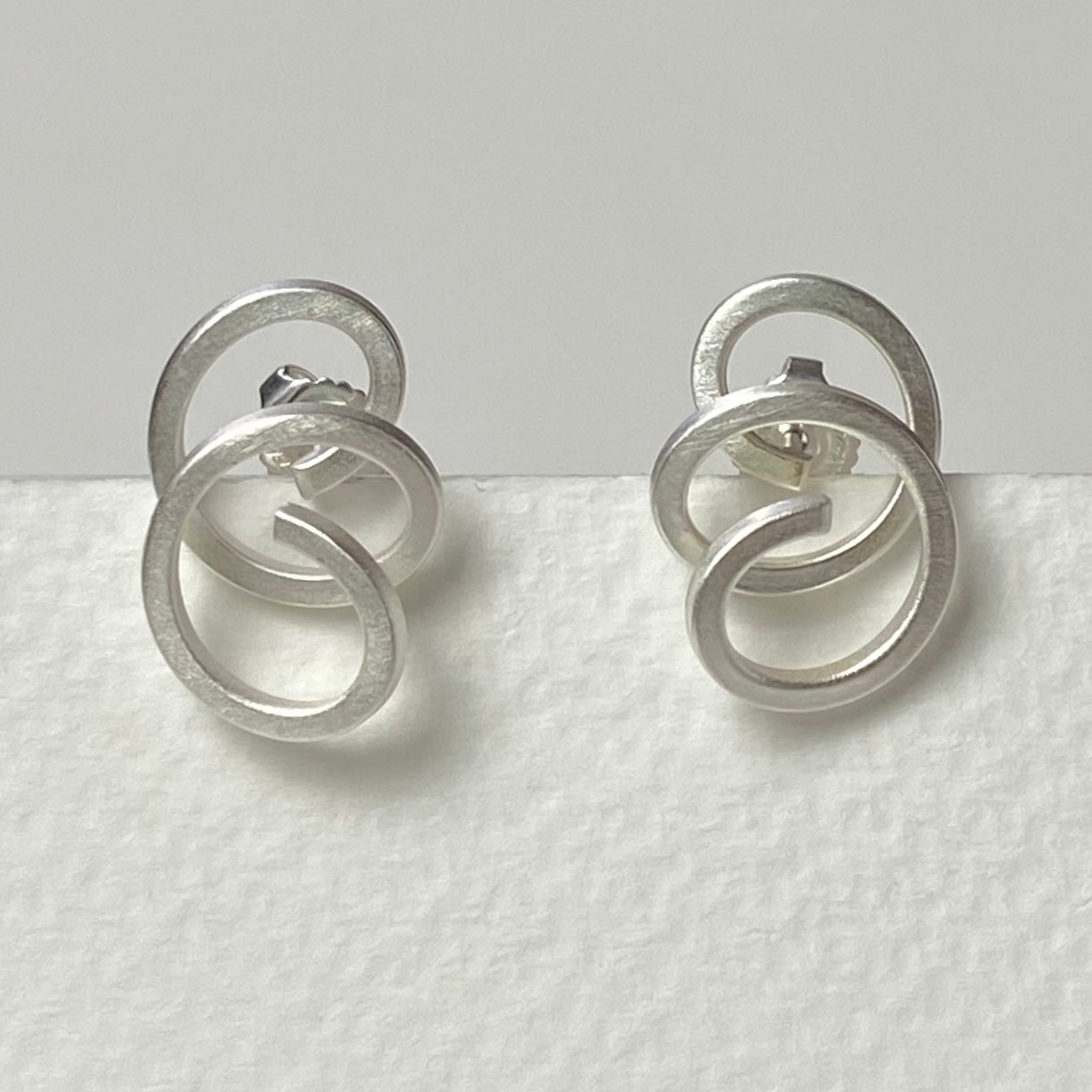 Satin Finish Silver Earrings | Contemporary Designer Jewellery