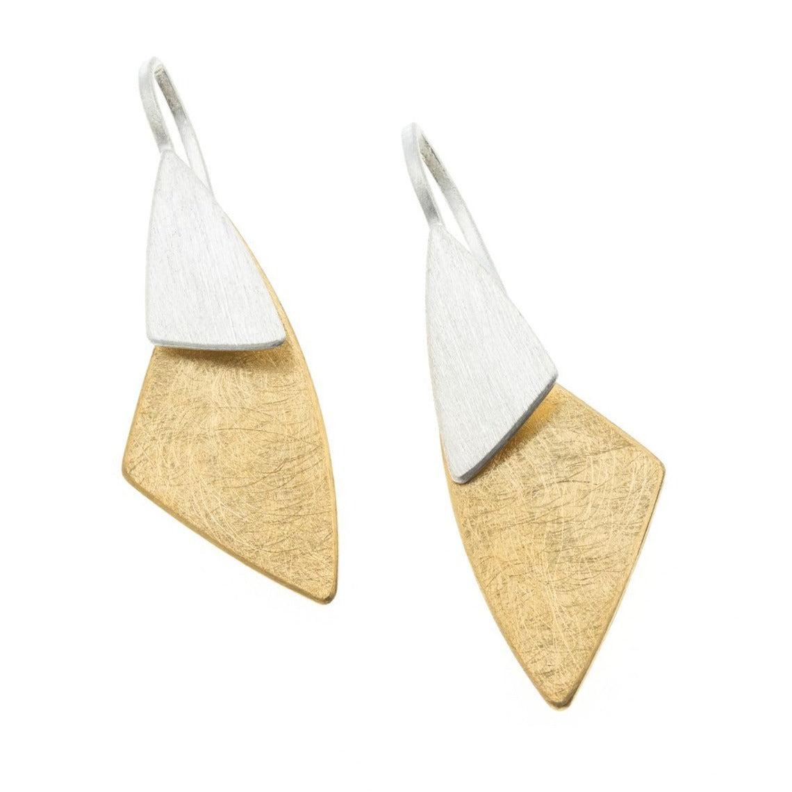 Silver & Gold Geometric Earrings | Contemporary Designer Jewellery