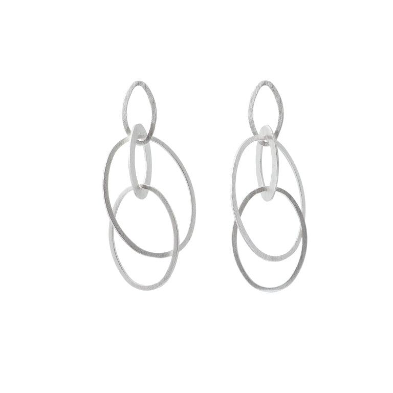 Silver Linked Circle Earrings | Contemporary Designer Jewellery