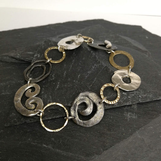 Silver Swirl Link Bracelet | Contemporary Designer Jewellery